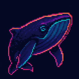 A pixel-art whale, the Breach logo